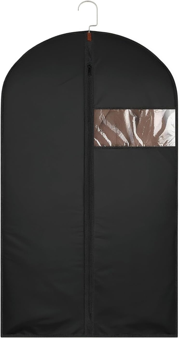 JOLYEAK 39-Inch Garment Bags Covers,Hanging Clothes Bag, Suit Cover Bags with Clear Window for Hanging Closet Clothes Storage and Travel (Black-39Inch) - Image 1